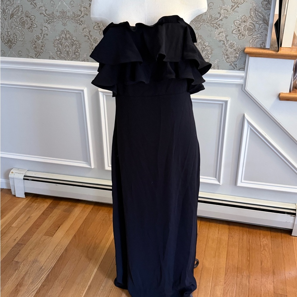 Anthropologie Black Strapless Ruffle Dress